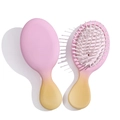 Mini portable hair brush for girls in pink and yellow gradient with soft white bristles - Pink Gold Gradient - Elastic Paint