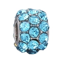 Light blue pavé crystal bead charm in silver metal for DIY jewelry making - Normal Specification / Light Blue Pavé Rhinestone Cylinder Style (9)