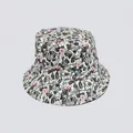Detail of floral bucket hat with pink flower and purple butterfly print on cotton canvas - M (56-58cm) / White Pink Flower Butterfly (3#)