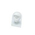 Silicone eye piercing model in white on a semi-circular clear acrylic display stand - White (Eyebrow/Eye) With Stand