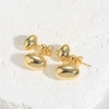 Elegant gold oval double-loop earrings with polished finish and minimalist design - Smooth Oval Style / Gold