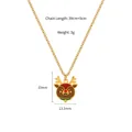 Détail du collier pendentif renne de Noël avec dimensions et chaîne réglable de 39+5cm - Renne Brun