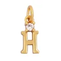 Gold plated copper letter H pendant with micro-set white cubic zirconia stone - Single Stone Letter H
