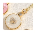 Pendentif cœur doré avec incrustation de nacre blanche et accents de zircon - Blanc laiteux