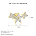 French style flower earrings in gold finish s925 silver with sparkling zircon stones - E4793-Flower Cluster / Gold-Pair