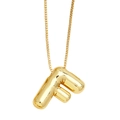 Puffy initial F pendant necklace in polished gold finish for women, minimalist jewelry - Letter F