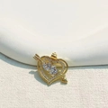 Gold-plated heart and arrow pendant with sparkling micro-pave cubic zirconia crystals - Arrow Through Heart