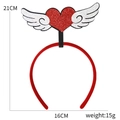 Red heart headband with white wings and glitter finish for Valentine's Day party outfits - Single Heart Wings