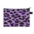 Portable purple leopard print cosmetic bag with black zipper and fabric texture - Purple Leopard Pattern (07)