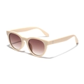 Occhiali da sole tondi retrò bianco crema da donna con lenti sfumate marroni e dettagli - Beige