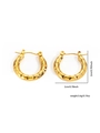 Macro detail of hammered texture gold hoop earrings with 2cm diameter measurement - Gold Thick Hoop Hammered Style (#0255)