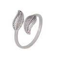 Adjustable vintage silver ring featuring a naturalist hollow leaf design for men and women - Double Leaf-Silver
