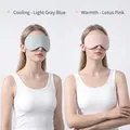 Adjustable ice silk sleep mask in light grey-blue and lotus pink with cooling and warming functions - Warm Lotus Pink / Cool Light Grey Blue