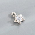 Silver star charm pendant with a clear round crystal and top ring for DIY jewelry making - Simple Clear Star (Accessory 038-7#)