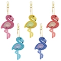 DIY flamingo diamond keychain set in five vibrant colors with gold metal lobster clasps - QC030 Flamingos (5pcs) Double-sided