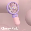 Tragbarer Mini-USB-Handventilator in Kirschblütenrosa und Violett mit Blumen-Design - Blume Kirschrosa (YM88146B)