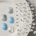 Cloud pattern jelly nail art stickers with cute faces and blue glitter accent tips - Cartoon Cloud Style (CO-018)