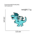Cartoon blue dinosaur graduation enamel pin in eco-friendly alloy with black mortarboard - Doctor Dinosaur