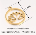 Golden lotus pendant earrings in stainless steel with hollow floral design 15x17mm - DY948 / Gold