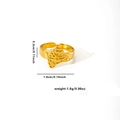 Detailed size map of gold hollow butterfly ring with width and weight measurements - Adjustable Open / Hollow Butterfly Shape Ring (TYGR0113)