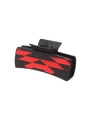 Matte black claw clip featuring a unique red pixelated pattern for women - Black Red Pixel Texture (90096)