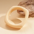 Minimalist creamy beige resin square bangle with a polished finish and vintage style - Beige