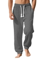 Dettaglio dei pantaloni sportivi grigio scuro con trama a maglia e coulisse bianca - S / Grigio