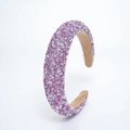Sparkling pink and silver rhinestone headband with wide sponge design for women - Rose Red