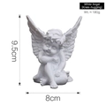 White resin angel statue in sitting pose, 9.5cm height minimalist home decor piece - White Angel (Hugging Knees)