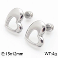 Poliierte hohle Herz-Ohrstecker aus Edelstahl in Silber, Abmessungen 15x12mm - Silber (KE110649)