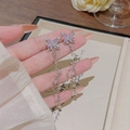 Elegant butterfly tassel earrings with silver base and purple gradient crystals - Purple Butterfly Tassel (E0470)