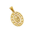 Pendentif ovale en acier inoxydable plaqué or 18 carats avec lettre W et cœur ajouré - Lettre W (Pendentif Seul)