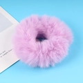 Soft purple plush hair scrunchie made of faux fur for minimalist ponytail styling - Purple