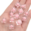 Rosa Herz Acryl Quadratperlen für DIY Schmuck und Handyketten Bastelbedarf - 10 Stück/Packung / Transparentes Rosa