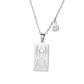 Detailed silver Taurus tarot necklace with zodiac symbol and stainless steel chain - Taurus - Silver (ZJ3818)