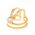 Elegant gold arrow ring with multi-layer wrap design and sparkling zircon gemstones - Fashion Arrow Wrap Zirconia Ring (K-514)