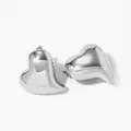 Polierte herzförmige Edelstahl-Ohrstecker in Silber mit glänzendem Spiegeleffekt - Silberne Ohrringe (PDE2760)