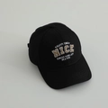 Detail of the high-quality black cotton twill kids baseball cap with NICE embroidery - 52-54cm (3-8 Years) / Black