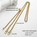 Adjustable golden metal ball chain strap with lobster clasps for handbags in 120cm - Gilded Polished Chain + Pineapple Grid Ball