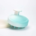 Spazzola per massaggio cuoio capelluto in silicone con sfumatura verde menta e impugnatura - Spazzola Rotonda - Sfumatura Verde Ciano