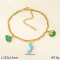 Bracelet de cheville double couche en acier doré avec breloques animaux marins - Pieuvre Dauphin Coquillage (KJ4649-ZLA)