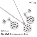 Silver hollow star circle pendant necklace and earrings set with dimensions and weight - Steel Color (KS188031-Z)