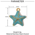 Détail du pendentif étoile de mer turquoise émail inox dimensions 14mm x 15mm - VG772-Étoile de Mer en Émail Turquoise