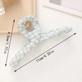 French style green checkered fabric hair claw clip with 11cm length dimensions - Green