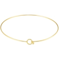 Detail of minimalist gold round choker necklace with adjustable ring and ball clasp closure - VL535 Style (2.0mm Diameter) / Gold