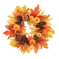 Autumn wreath with maple leaves, pumpkins and pine cones for Thanksgiving door decor - Pumpkin Pine Cone Wreath-45cm(No Light)