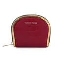 Maroon crocodile pattern PU leather coin purse with golden zipper and arc design - Burgundy