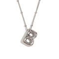 Minimalist silver balloon letter B pendant necklace in polished stainless steel - Steel-Letter B