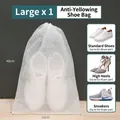 Grote non-woven witte schoenenzak met trekkoord, 48x32cm voor sneaker bescherming - Groot 32x48cm / Wit