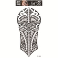 Waterproof temporary tattoo featuring tribal wolf head totem in black and gray color - Tribal Long Totem (FF-160)